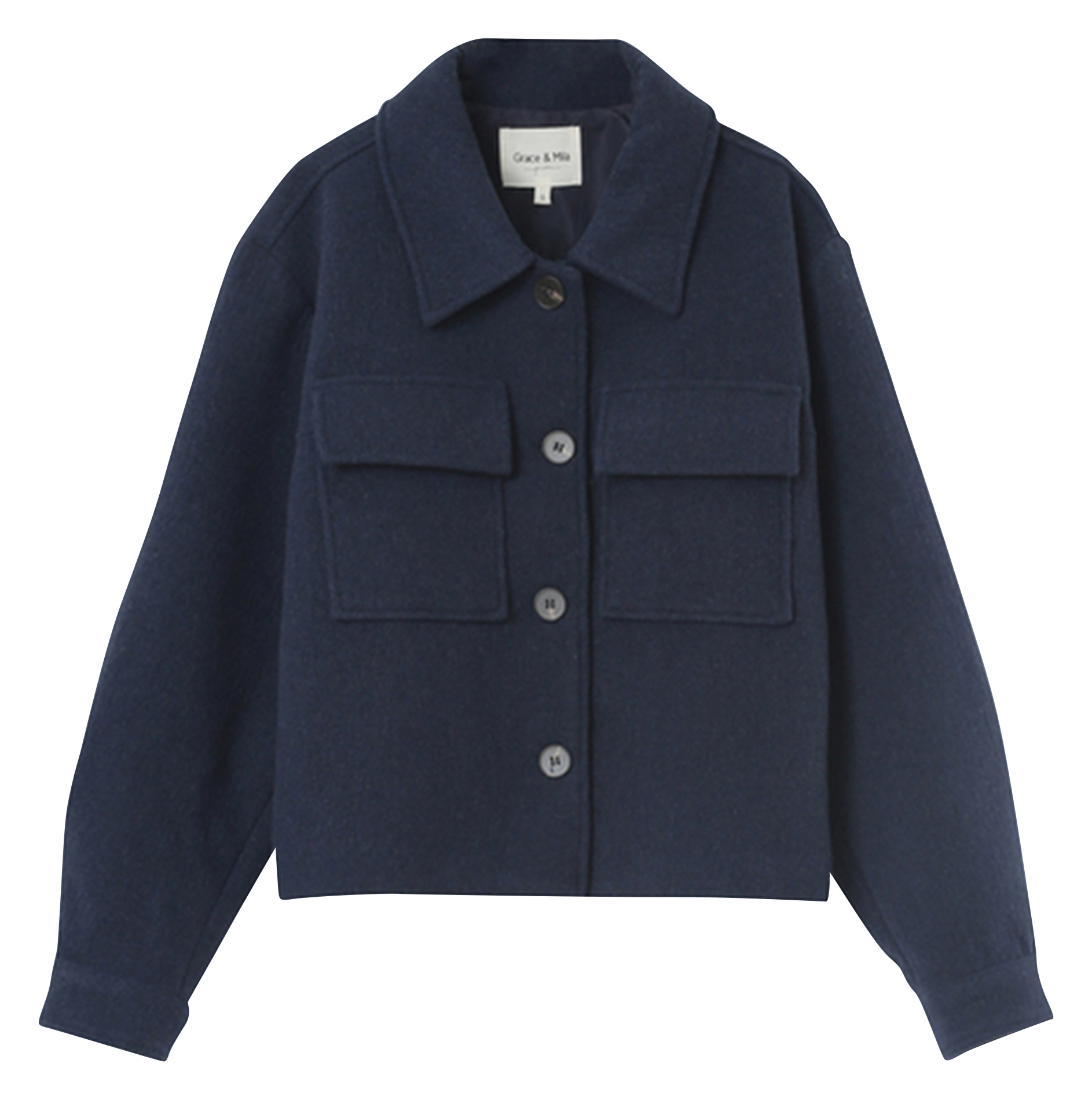 NOVEMBRE - Veste col classique droite en laine mélangée | Bleu
