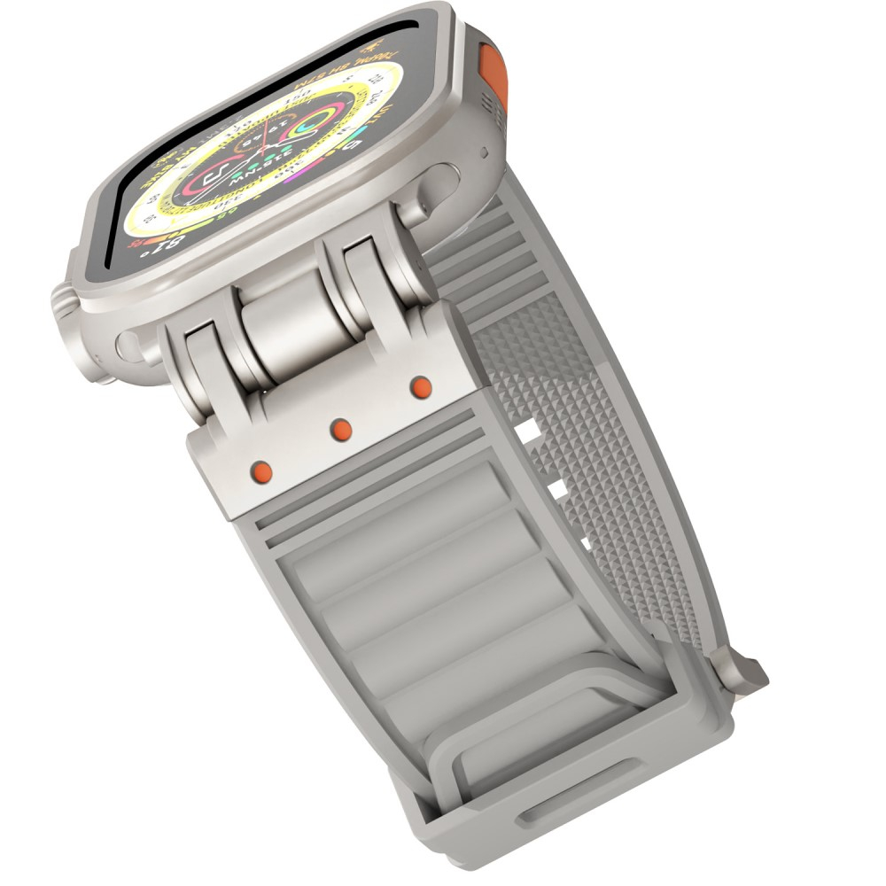Apple Watch (49/46/45/44 mm) Ersatz Silikon Sport Armband mit Streifen (Gelenkumfang: 135 - 220 mm) - Grau