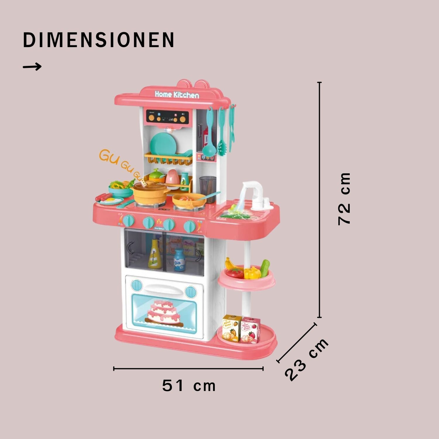 Coemo Kinderküche Paula Spielküche PINK mit viel Zubehör