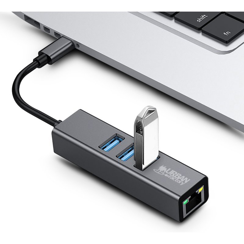 Urban Factory TCM02UF station d'accueil USB 3.2 Gen 1 (3.1 Gen 1) Type-C Argent