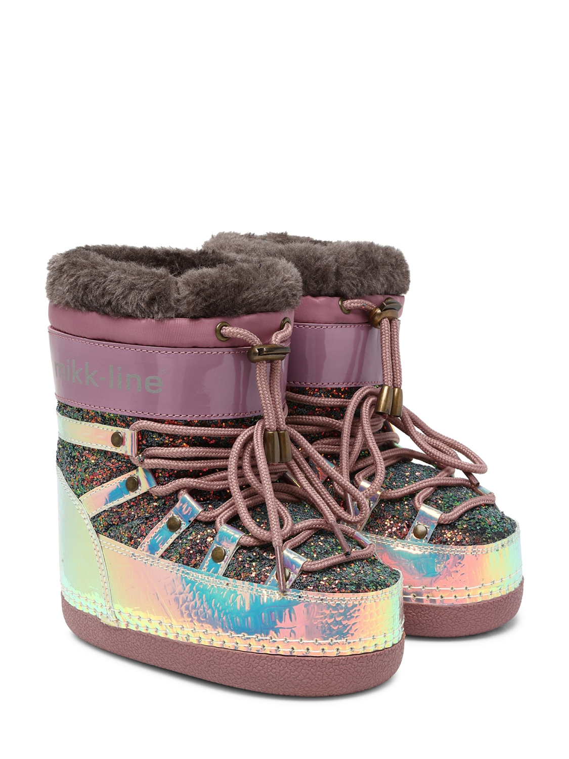 Mikk-Line Snow Boot Glitter Rose Brown