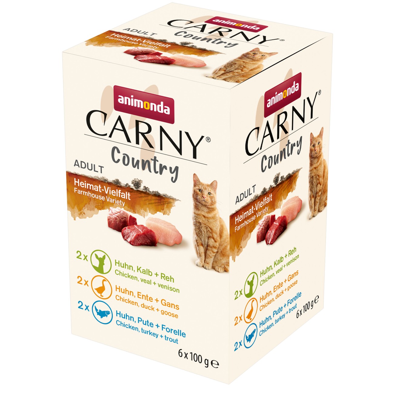 animonda Carny Nassfutter Katze Adult, Mixpaket Country 6x100 g Heimat-Vielfalt
