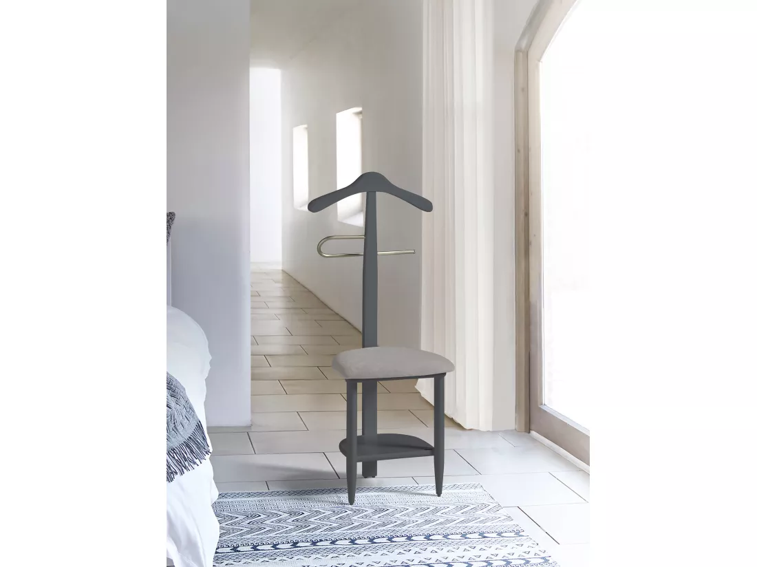 Valet de nuit - H105cm x L45cm x P41cm - hêtre massif gris graphite - Sedie