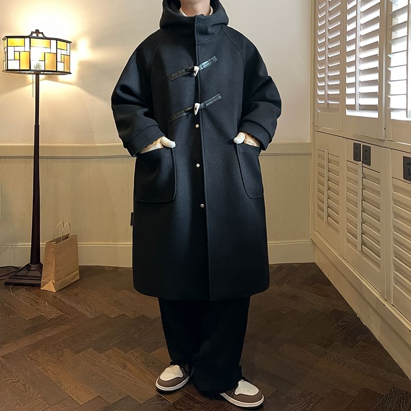 Orungeetun - Wollen trenchcoat met lange mouwen en tuimelschakelaar