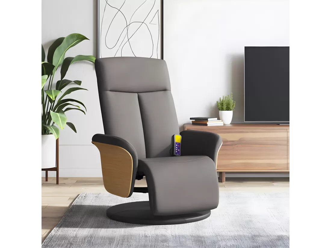 Fauteuil inclinable de massage avec repose-pieds taupe tissu