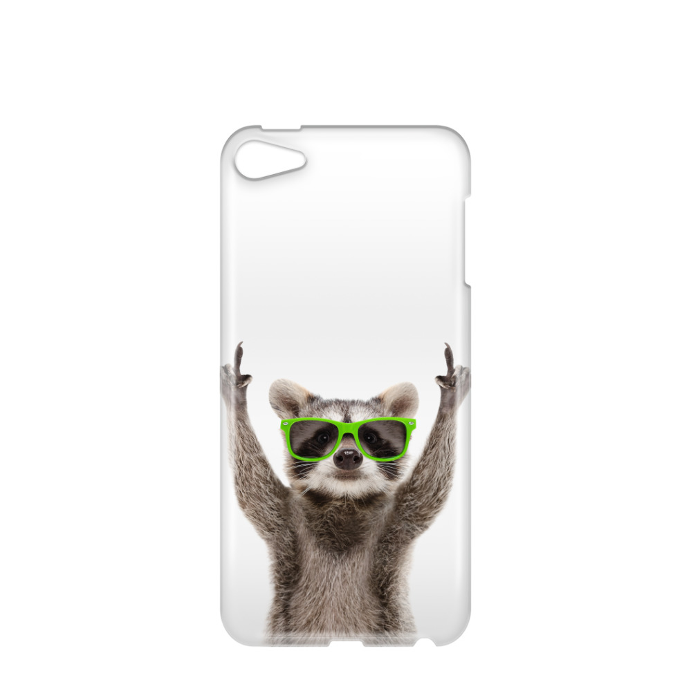 iPod Touch 7G Gummi Hülle Racoon 1 - Weiss