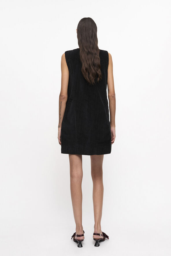 Ganni Stretch Corduroy Mini Dress Black