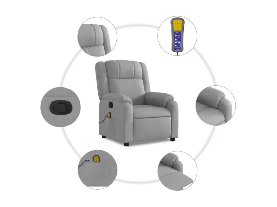 Fauteuil de massage inclinable Gris clair Tissu