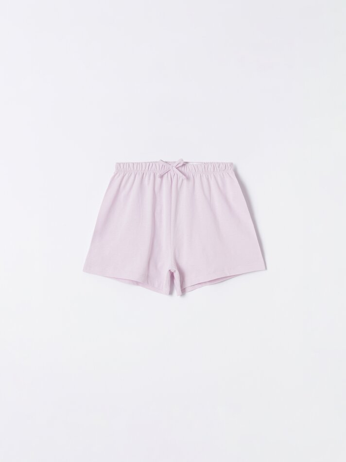 Conjunto de pijama com bordado suíço - Rosa claro