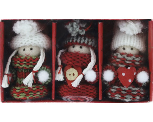 Kerstdecoratie kabouter vilt rood 3 stuks