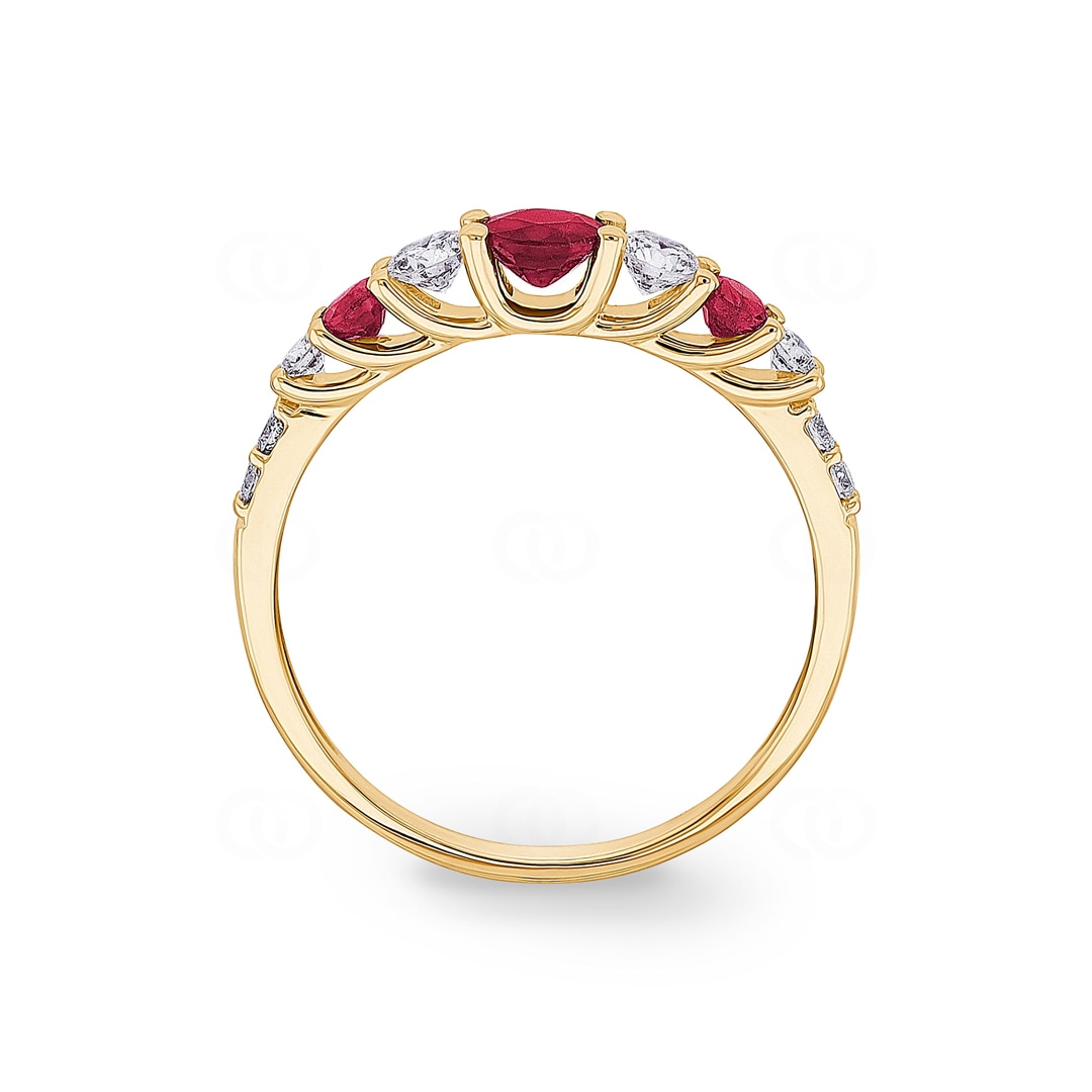 Mémoire Ring 750/18 K Gelbgold mit Rubinen & Diamanten 0.35 ct H/si