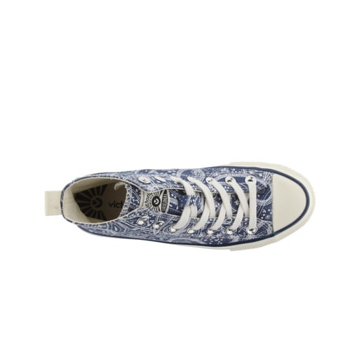 Botas de cano curto Victoria Tribu Bandana em lona com logo retrô e sola encerada.