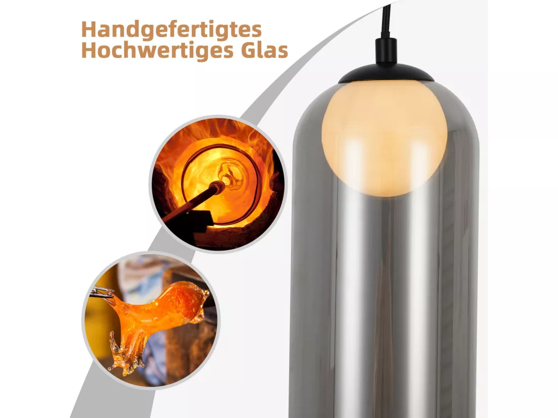 Lampe à Suspension 1er Vintage Pour Table à Manger Gris Fumé G9 Ovale Hauteur Réglable Pour Salon