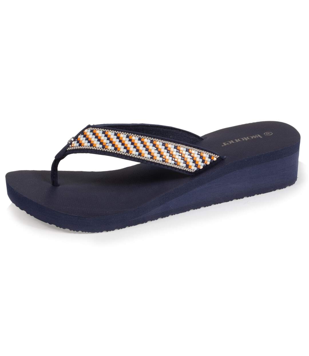 Isotoner Tongs femme à talon 4cm et détail paillettes