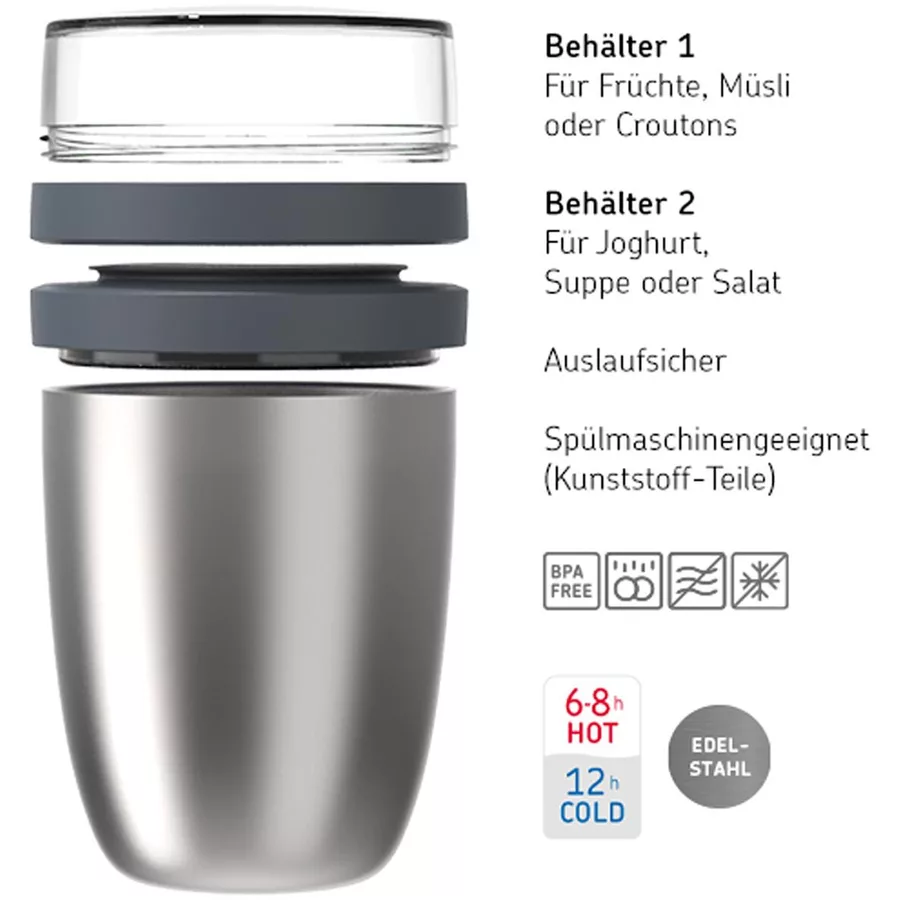 Mepal Thermo-Lunchpot + Faltbarer Löffel Ellipse 500 + 200 ml roségold