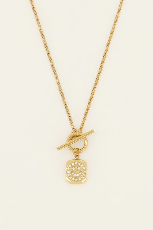 Sunchasers ketting met slotje & smiley strass bedel