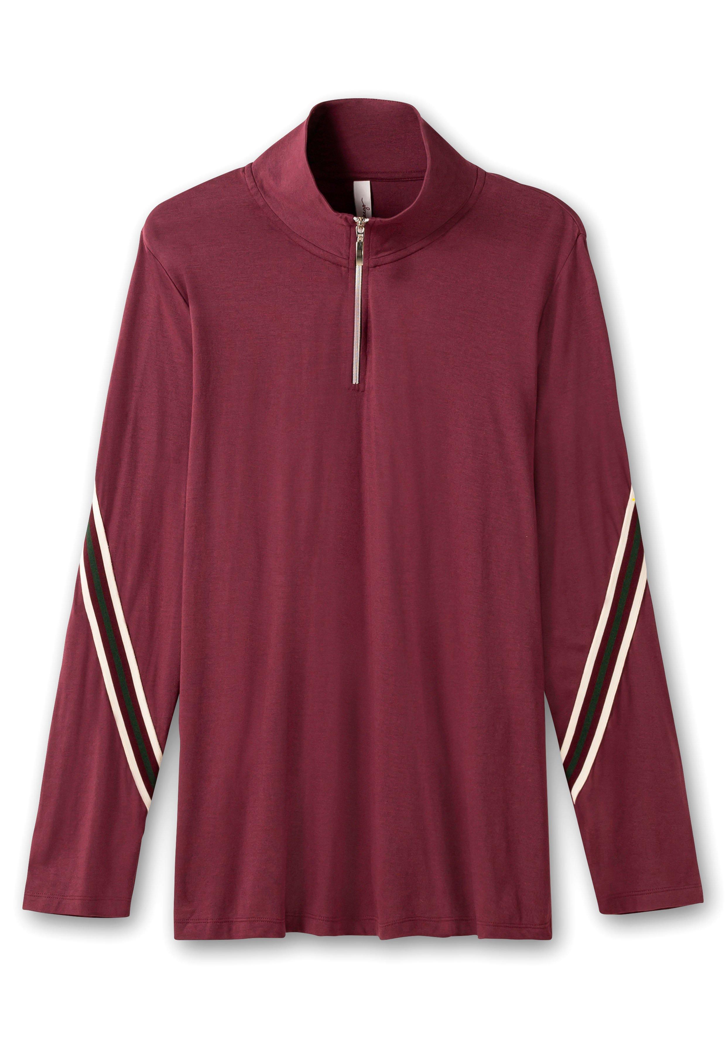 Langarmshirt mit Troyerkragen und Kontrastdetails