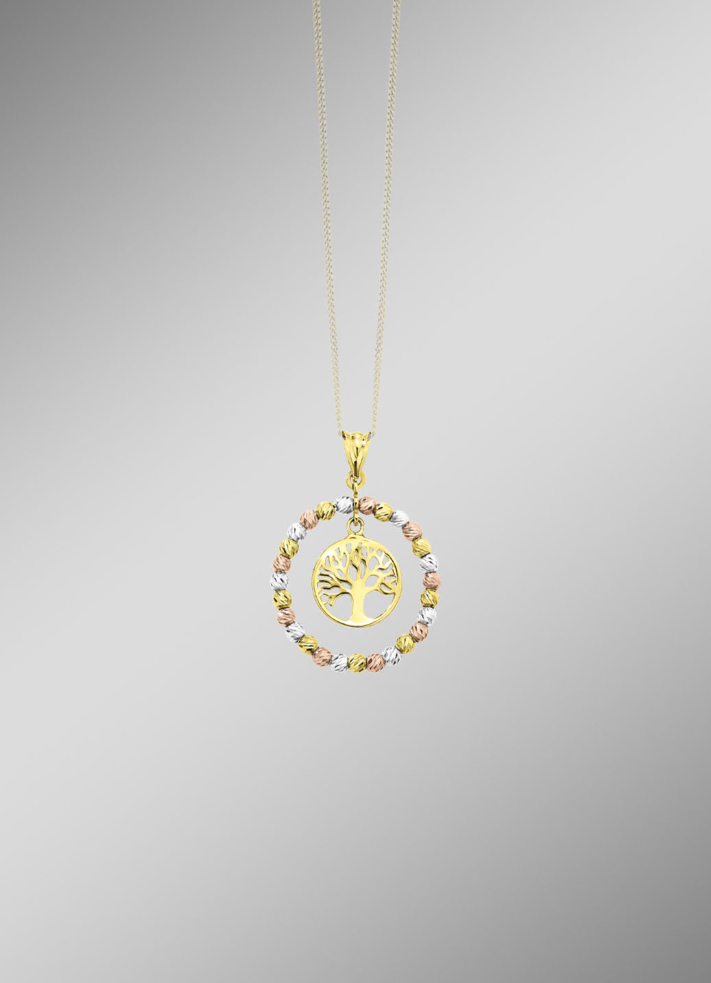 Diamantierter Lebensbaum-Anhänger in Tricolor