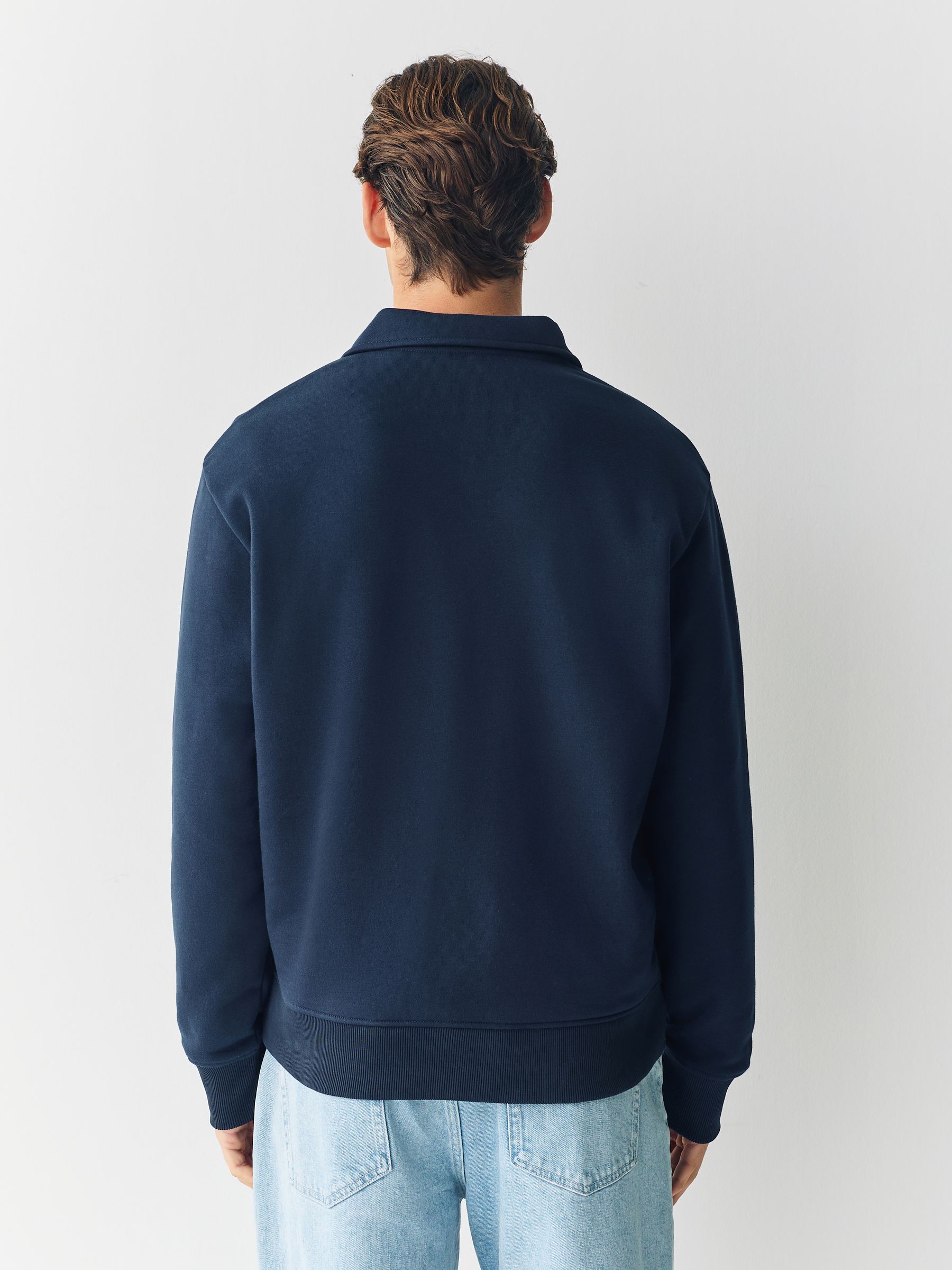 Donkerblauw - Polo-top - Sweatshirt van jersey met hoog katoengehalte