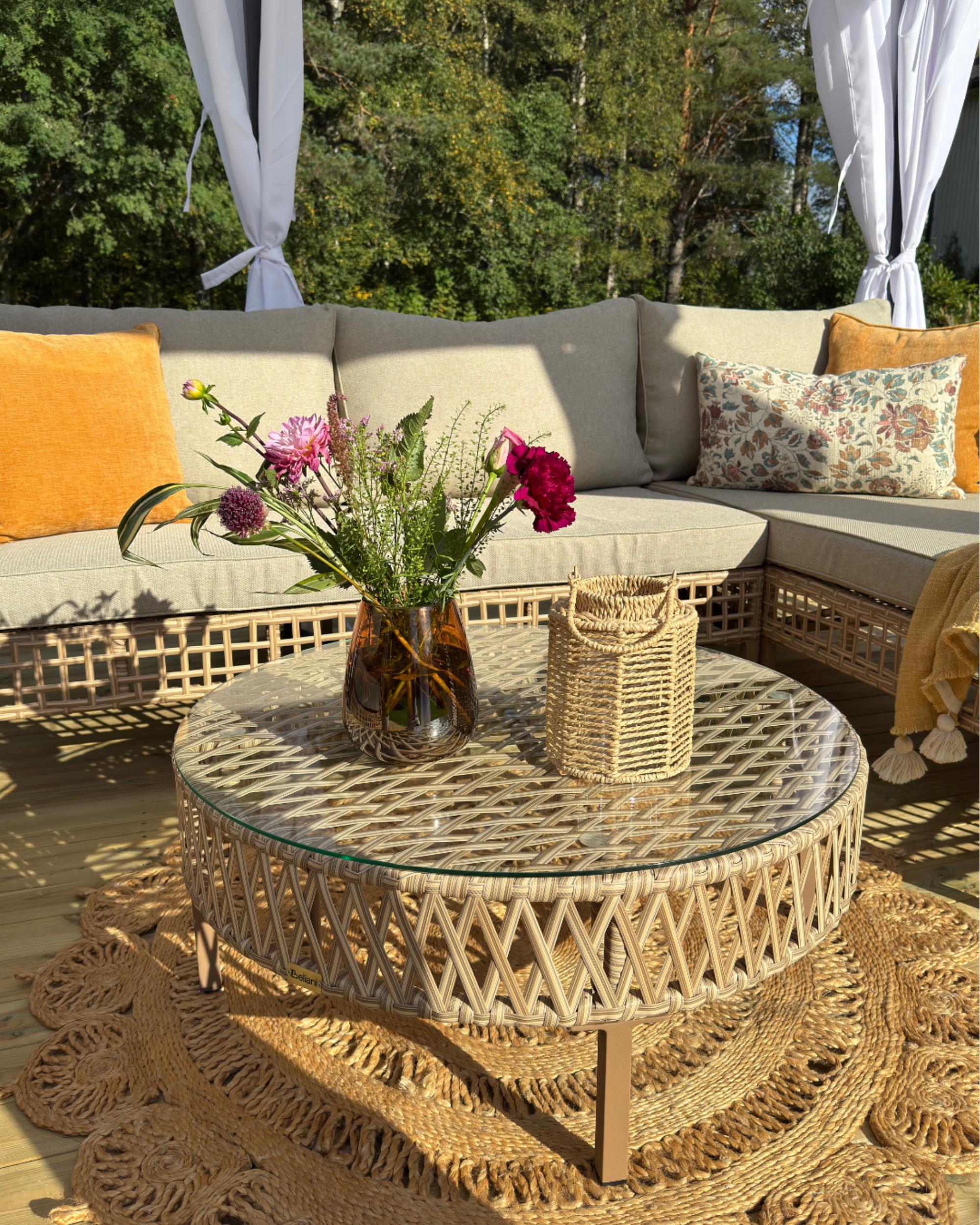 Loungeset met tafel 4-zits CALASETTA linkszijdig PE rotan Beige