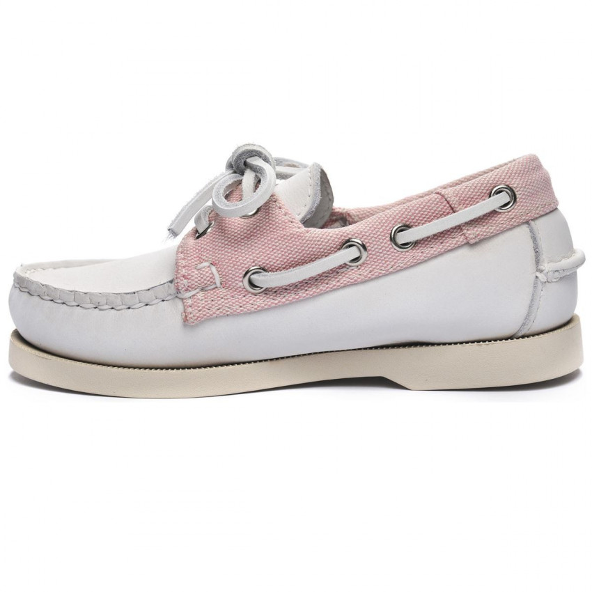 DOCKSIDES PORTLAND NUBUCK PANAMA Pink White-Chaussures bateau pour enfant en cuir Portland
