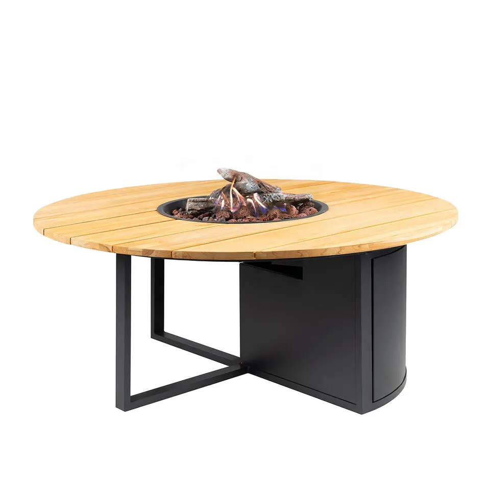 Cosiloft vuurtafel 120 cm rond zwart teak