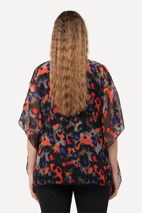 Bluse, doppellagig, Oversized, Rundhals, Halbarm