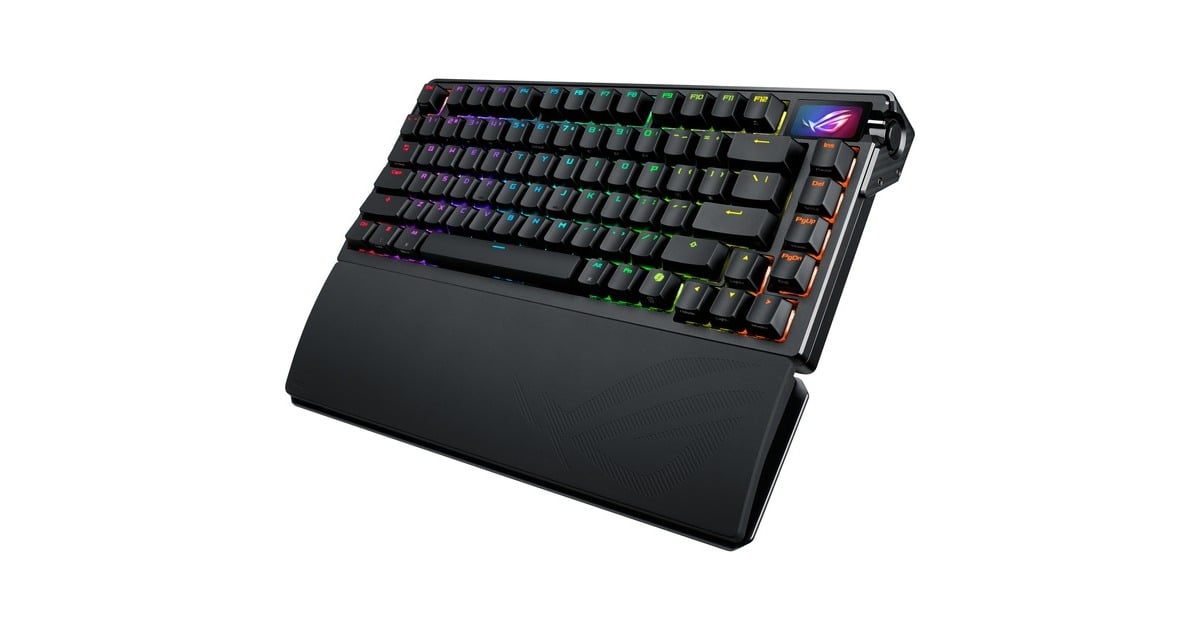 ASUSROG Azoth Extreme, gaming toetsenbord  (Zwart, US lay-out, ROG NX Snow, RGB leds, 75%, Hot-swappable, PBT Double-shot, Bluetooth / 2.4GHz / USB 2.0)