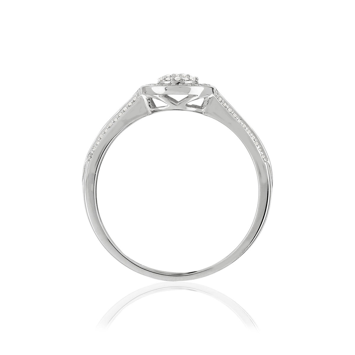 Bague or 375 blanc centre ajouré diamants