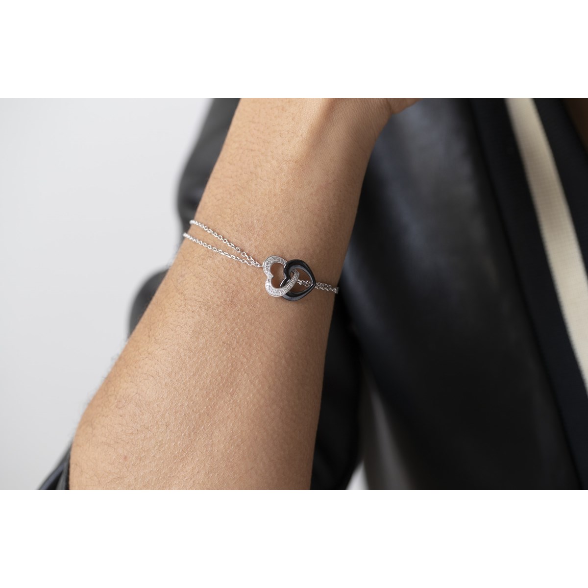 Bracelet souple en Argent avec oxyde de zirconium blanc
