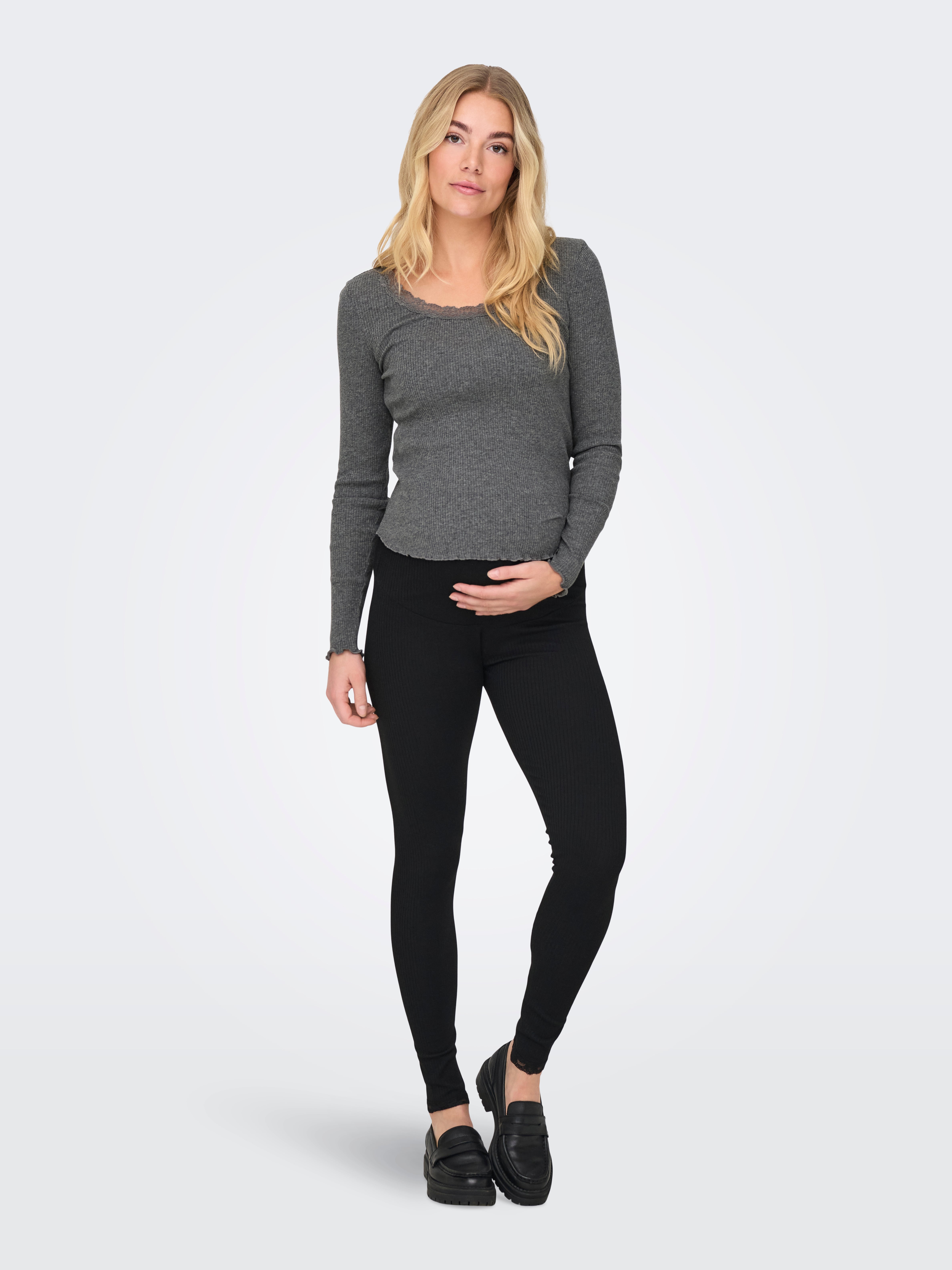 OLMXENA Top Dark Grey Melange