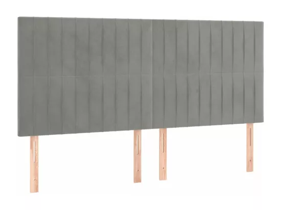 Sommier tapissier matelas et LED Gris clair 180x200 cm Velours