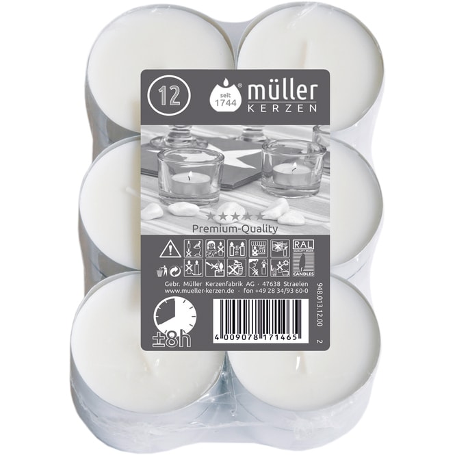 Maxi-Teelichter - Ø = 5,5 cm - 12 Stück