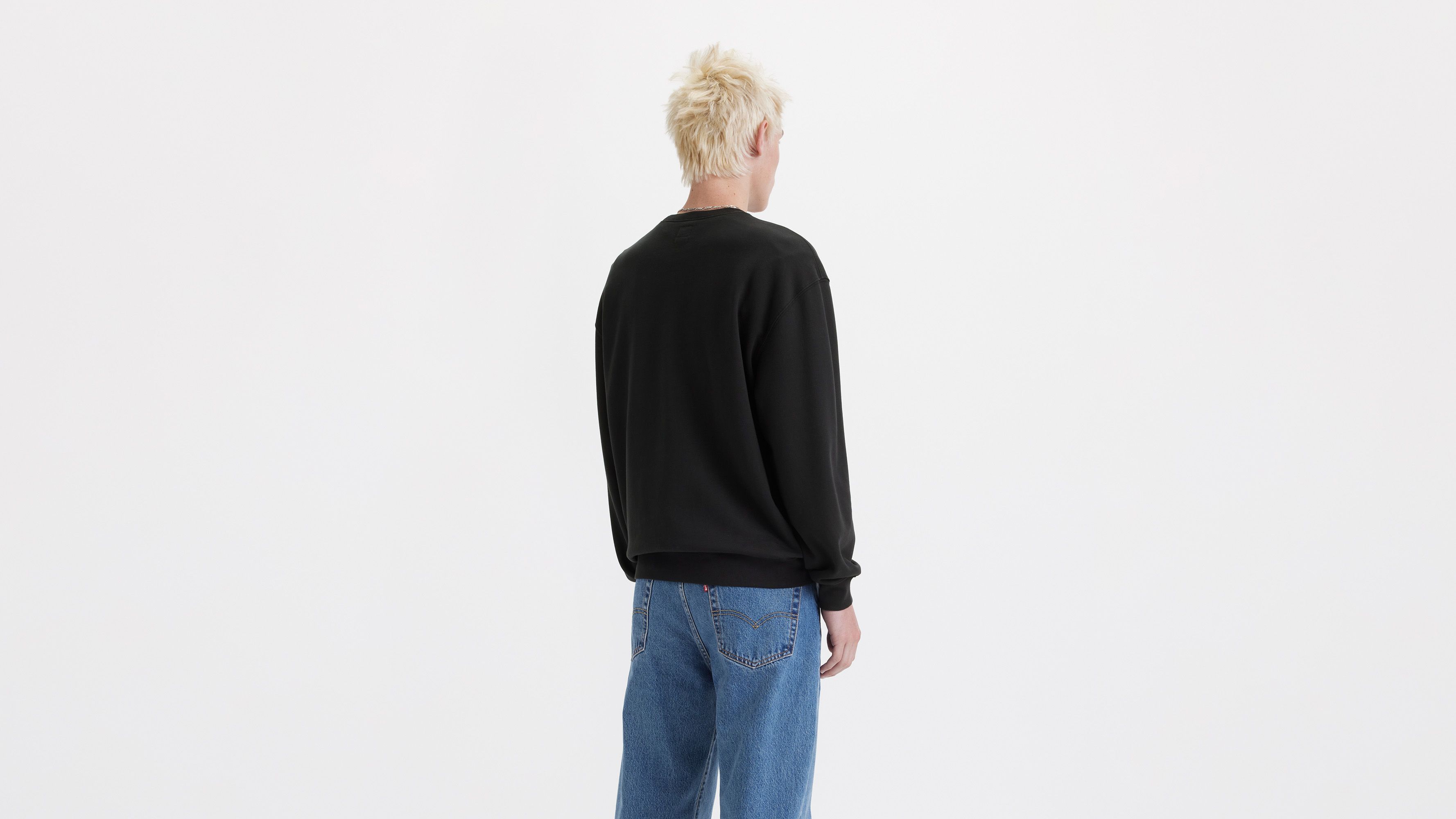 Sweat-shirt col rond graphique Relaxed - Headline Logo Crew Caviar - Noir