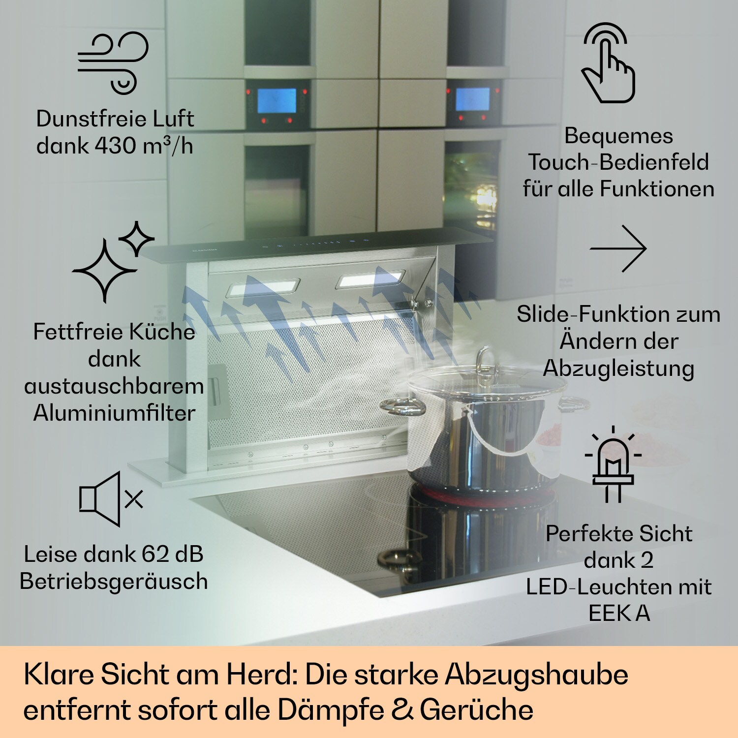 Royal Flush Downdraft Dunstabzugshaube 430 m³/h 60 cm