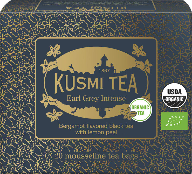 Kusmi Tea Organic Earl Grey Intense - Box of 20 muslin tea bags - 40gr