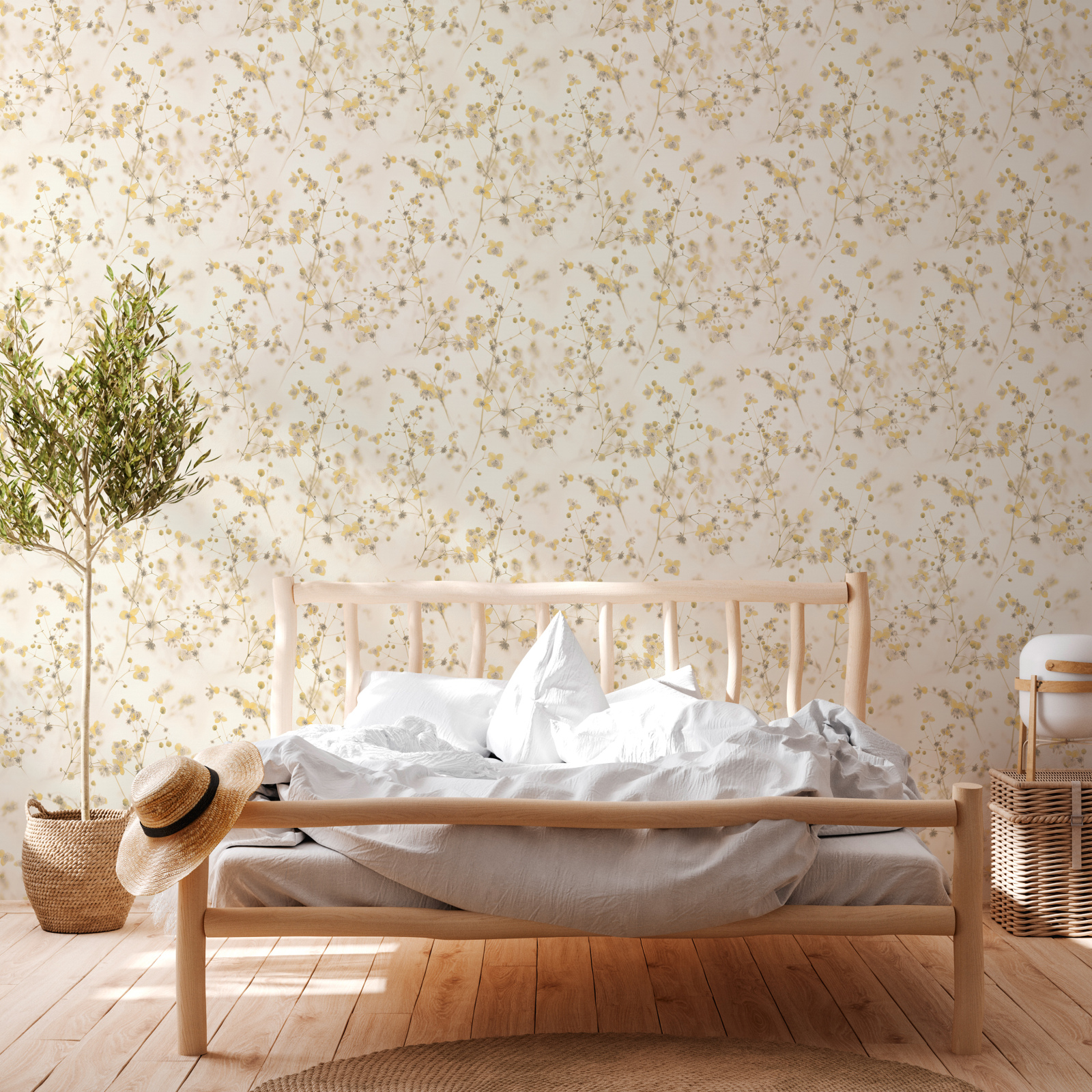 Vliestapete PINTWALLS - Floral - gelb-weiß - 10 Meter