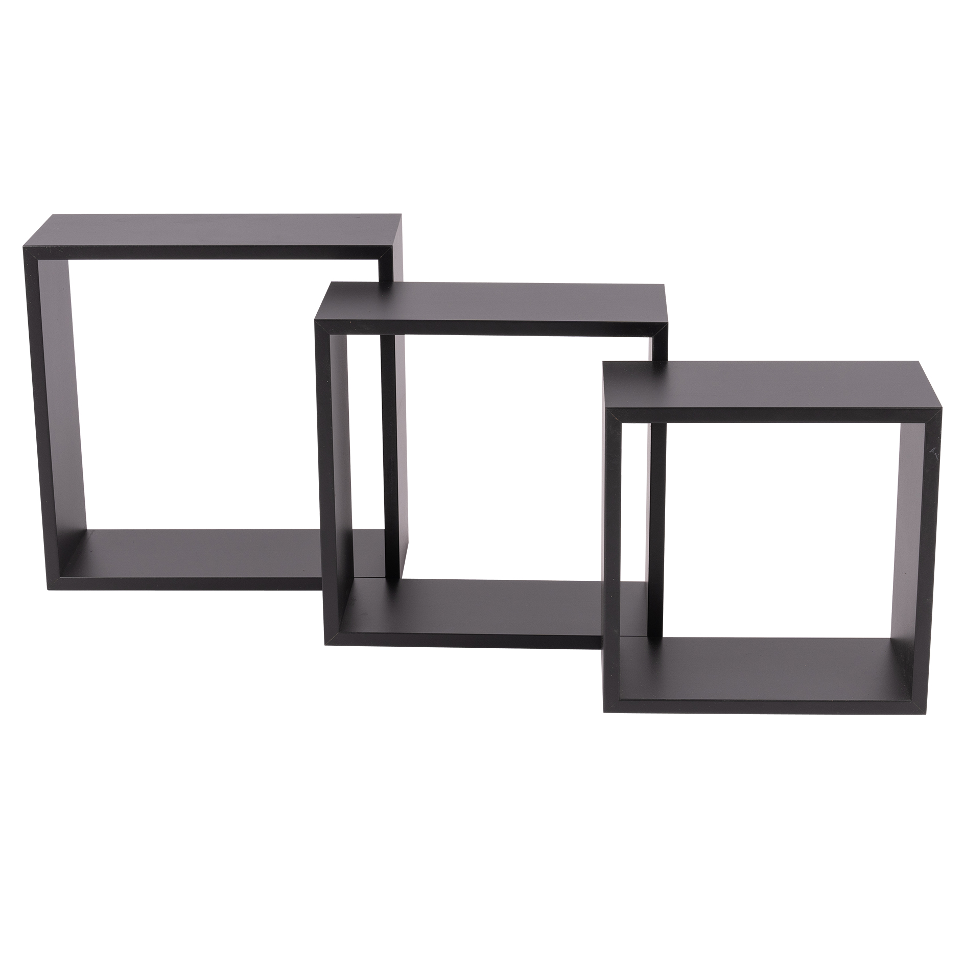 3er-Set Wandregal - schwarz - MDF