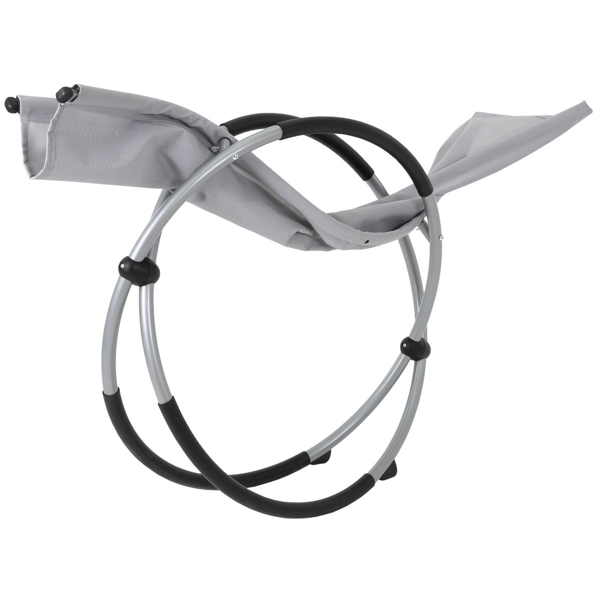 ECD Germany Opvouwbare schommelstoel, lichtgrijs met hoofdsteun, stalen frame, weerbestendig, ademend, ergonomische relaxstoel, ligstoel, tuinligstoel, ligstoel, relaxstoel, schommelstoel voor tuin/terras