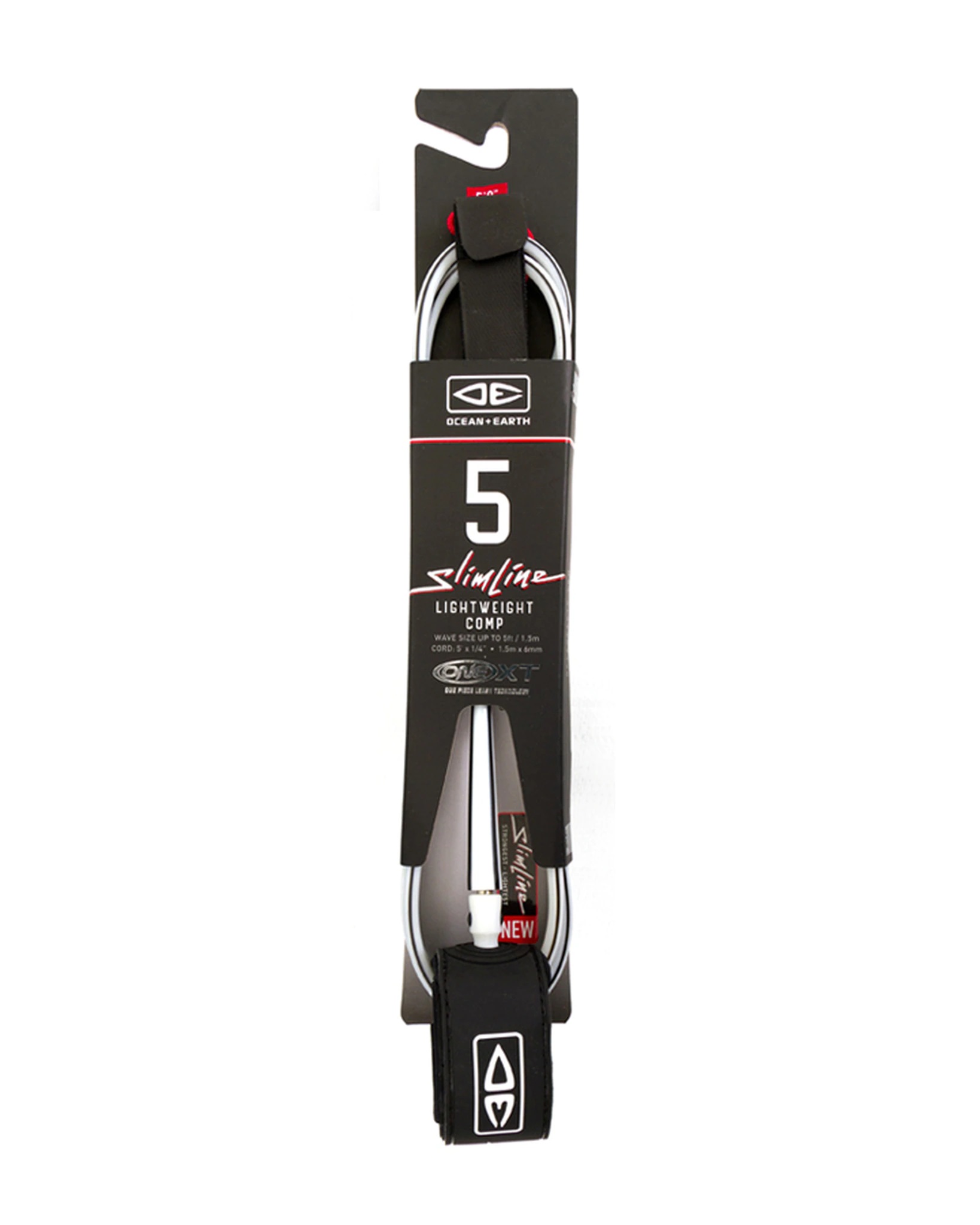 Ocean and earth Leash - Slim Line Comp One XT - 5'0 Black / Blue