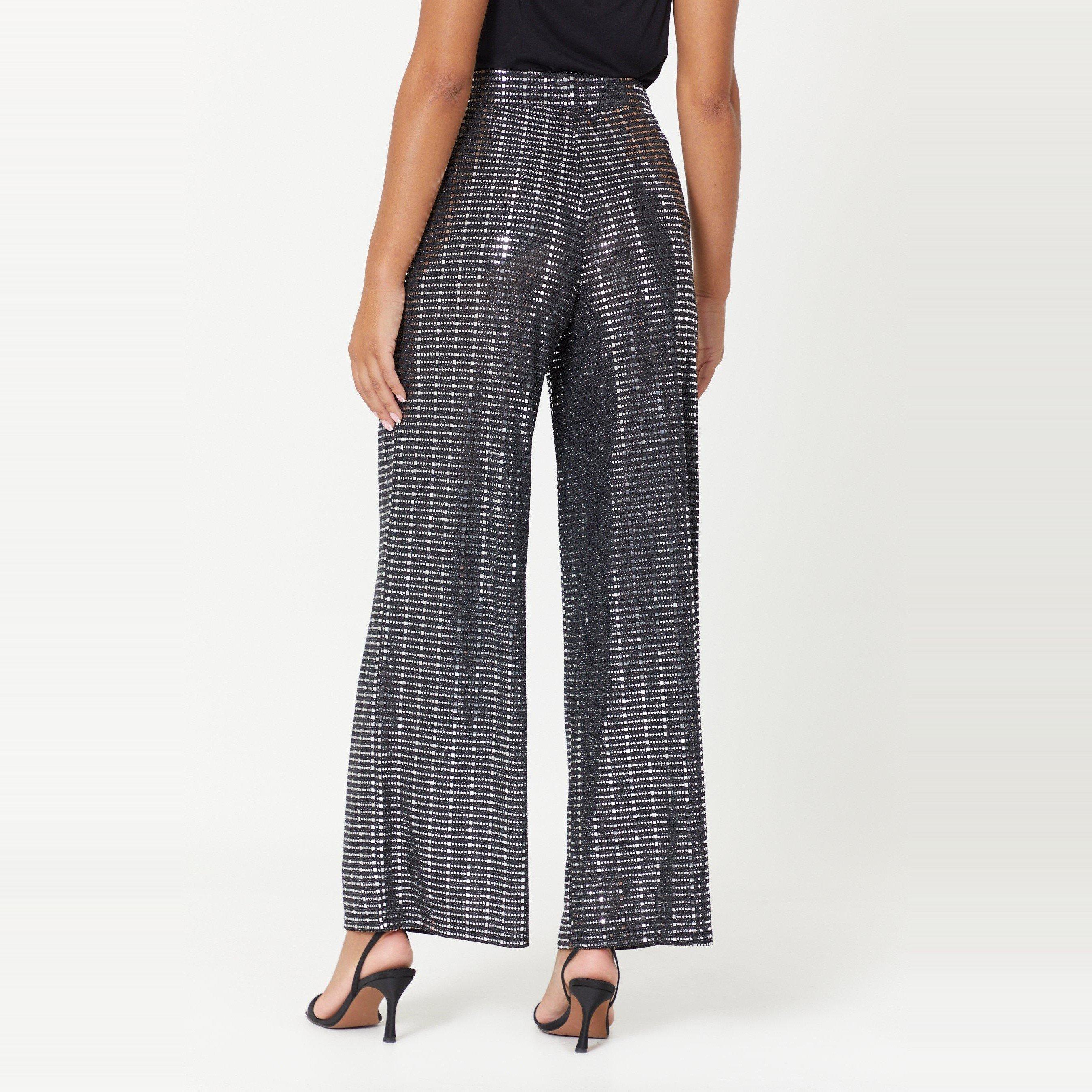 Be You Ladies Glitter Wide Leg Trousers