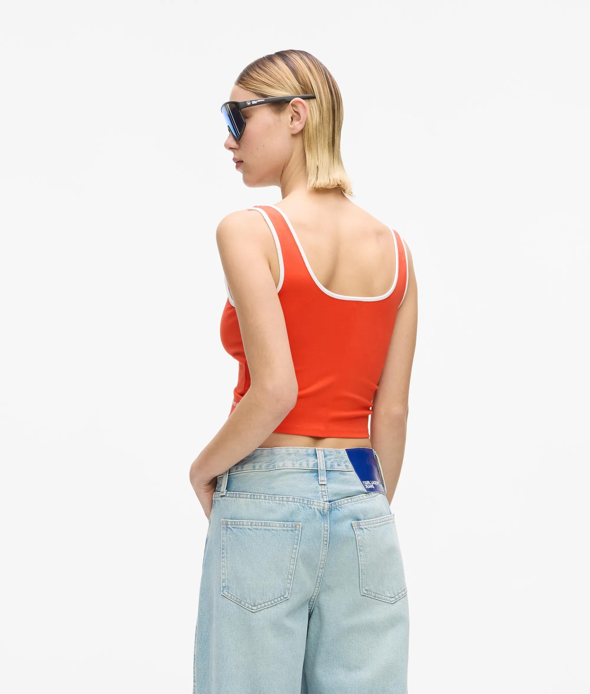 tanktop met V-hals en ruches