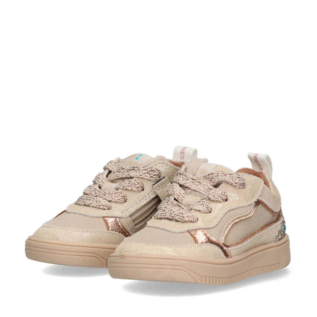 BunniesJR Maxime Mellowleren sneakers met glitters champagne