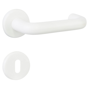 OK deurkruk set rond rozet wit plastic