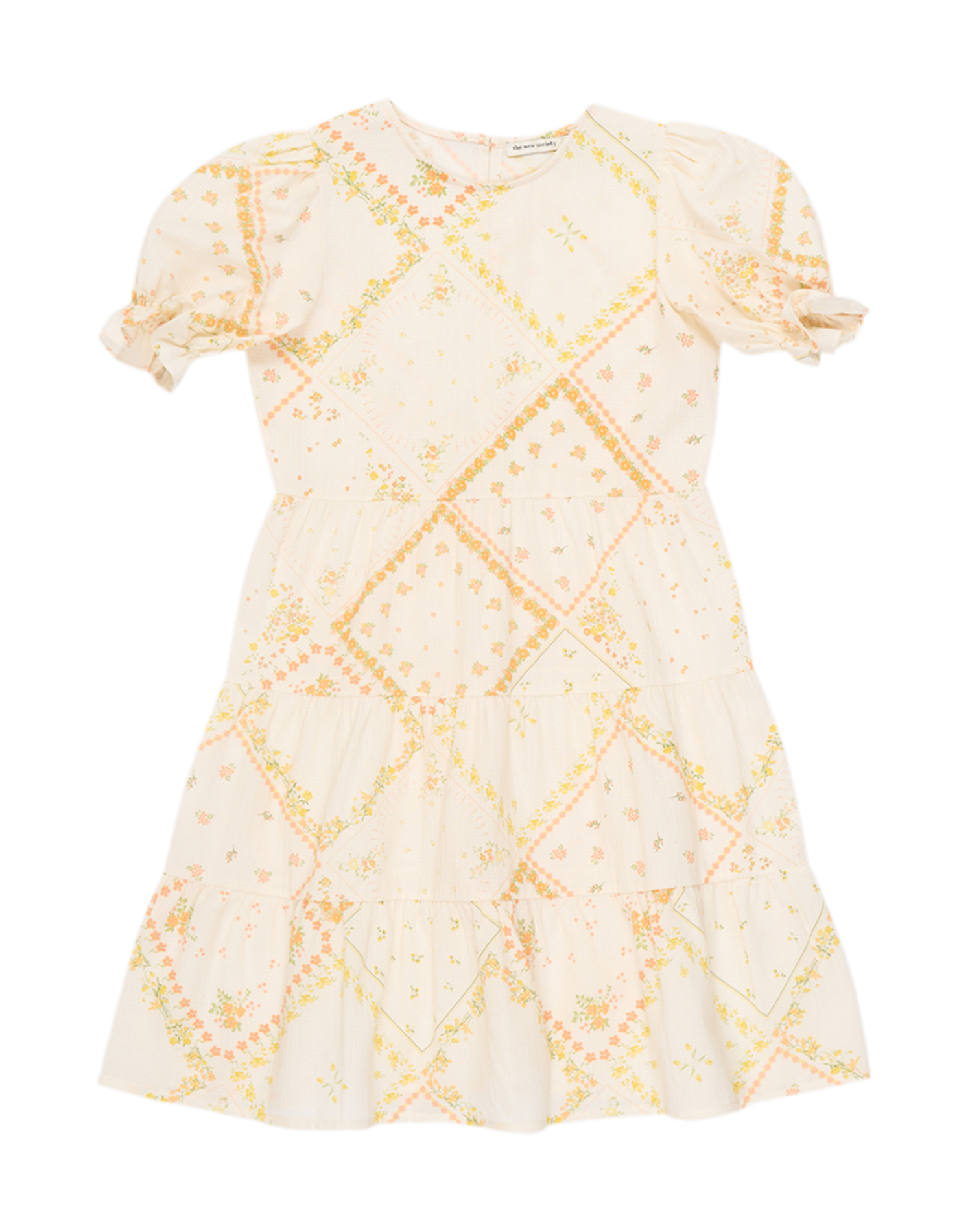 IDARA - Robe évasée à col rond en coton bio imprimé| Multicolore