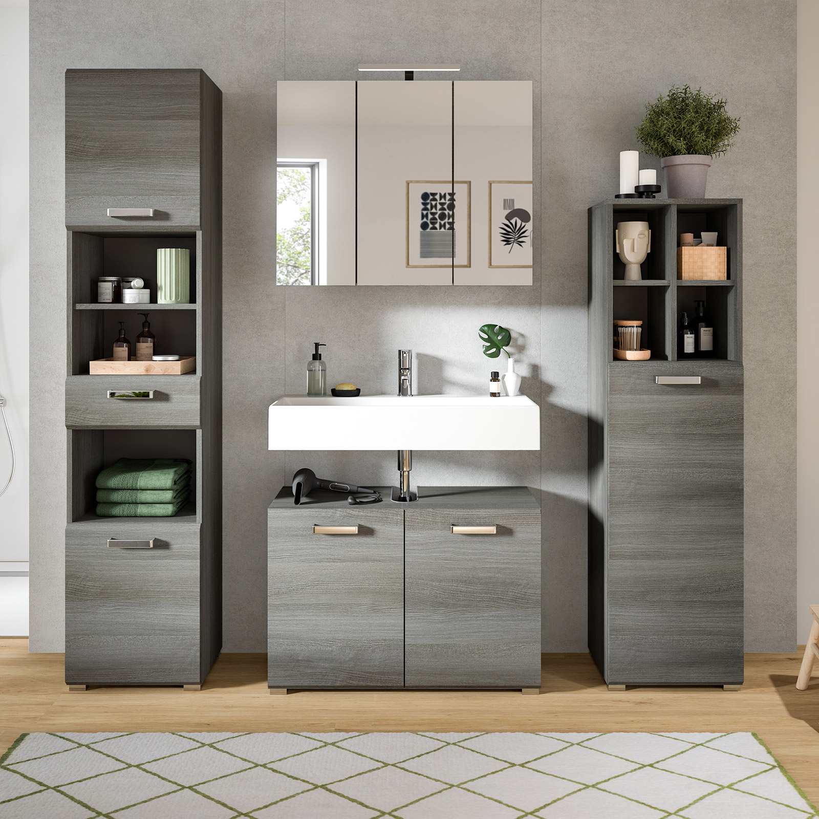 Highboard SILVER - Rauchsilber - 109 cm