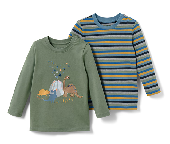 2 Kinder-Langarmshirts, Dino