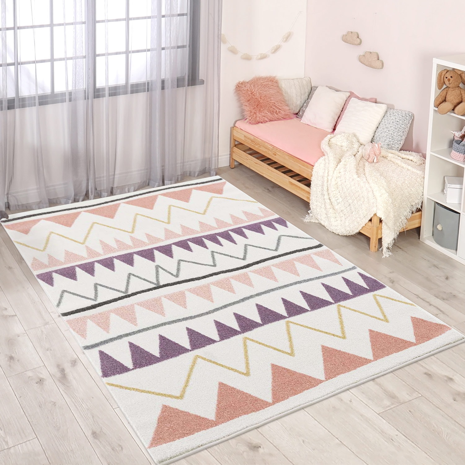 Carpet City Kinderteppich »Anime9382« rechteckig 11 mm Höhe Spielteppich, Zickzack, Weicher Flor, Pflegeleicht, Kinderzimmer