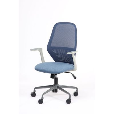 Fauteuil de bureau TIME - accoudoirs fixes gris clair - bleu