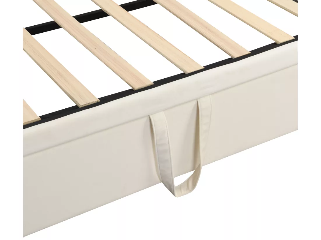 Lit gigogne en velours avec sommier à lattes - 90/180x200cm - Beige